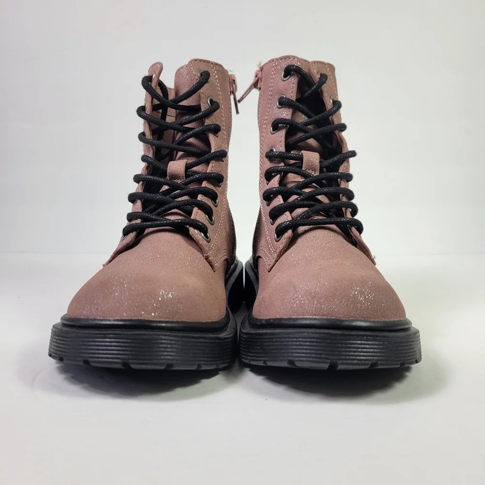 Steve Madden Girls Mauve Pink Shimmer Side Zip Up Boots Sz 12M